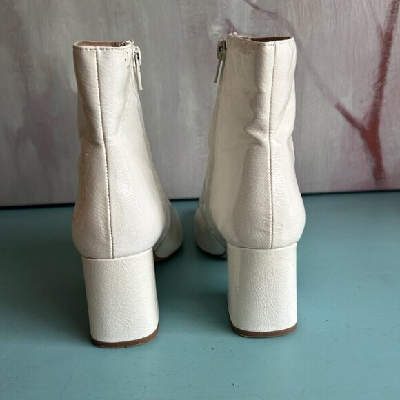 Journee Collection Haylinn Ankle Booties Square Toe Ivory White Vegan Leather - Picture 4 of 13